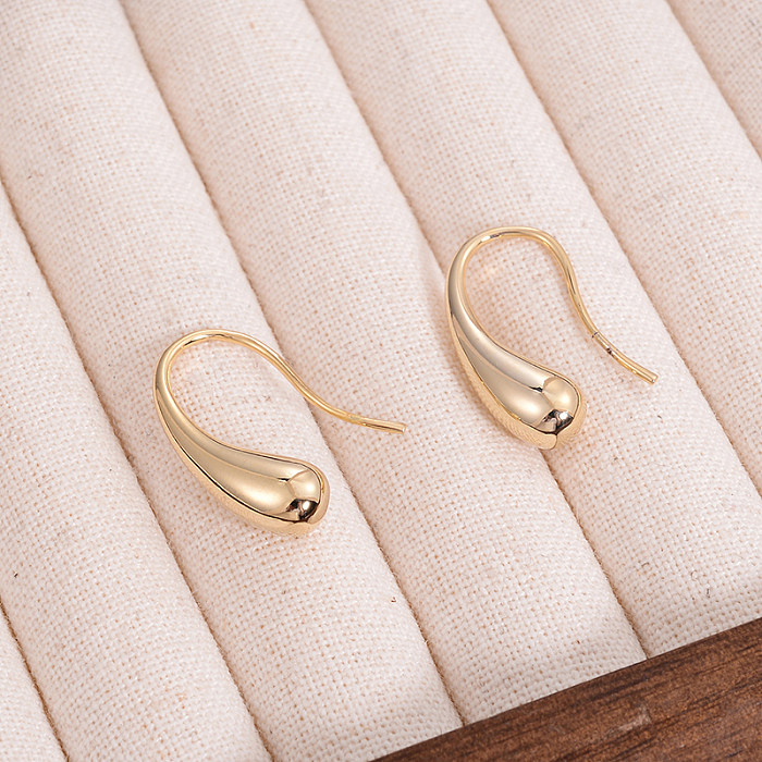 1 Pair Basic Water Droplets Plating Copper White Gold Plated Ear Hook