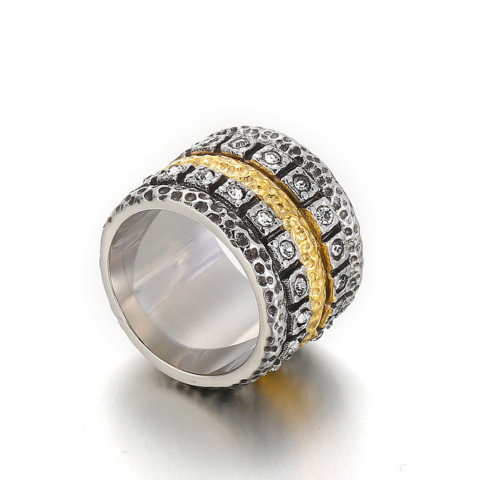 Wholesale Fashion Geometric Clashing Color Diamond Wide Ring jewelry