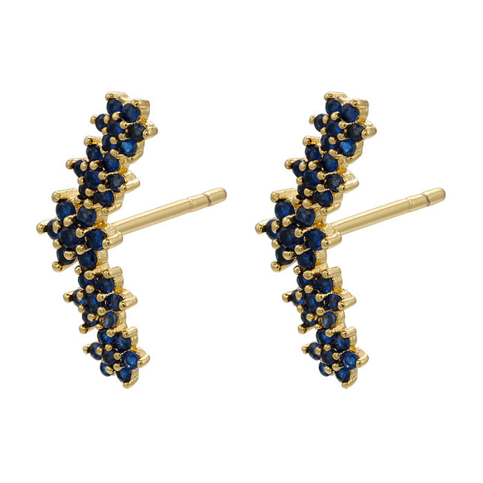 Fashion Flower-shaped Colored Zircon Five-flower Copper Earrings Wholesale