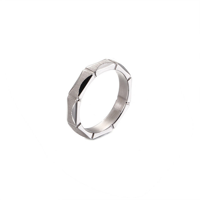 Nuevo anillo de joyería con patrón geométrico de acero inoxidable Simple de diamante al por mayor