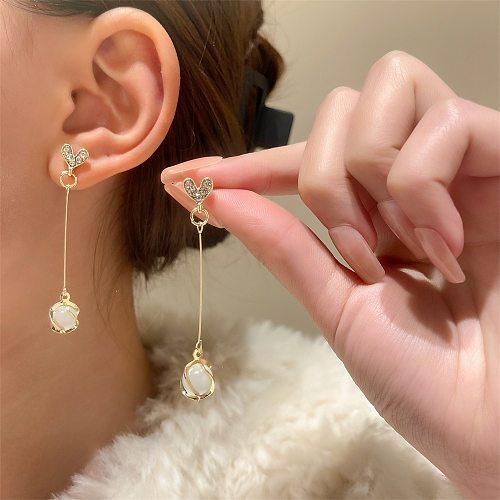 1 Pair Fashion Star Water Droplets Opal Copper Plating Inlay Artificial Gemstones Drop Earrings