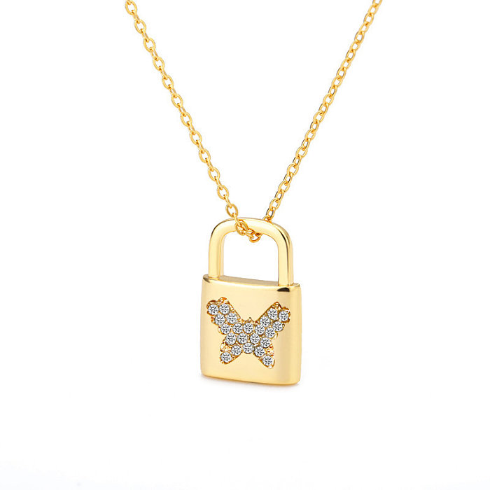 Simple Style Commute Bear Copper Plating Inlay Crystal Rhinestones Zircon 18K Gold Plated Gold Plated Silver Plated Pendant Necklace