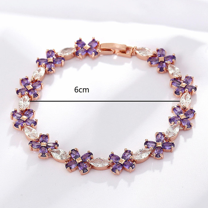 Bracelets en cuivre à fleurs douces, incrustation de placage de Bracelets en cuivre de Zircon
