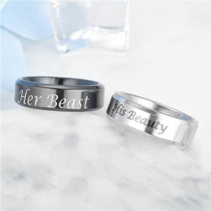 Couple Crown  Hot New Bevel Stainless Steel Rings TP190418118109