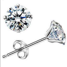 1 Pair Simple Style Round Inlay Copper Zircon Ear Studs