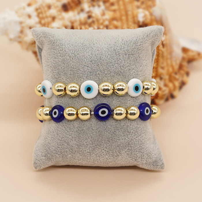 INS Style décontracté en forme de coeur oeil champignon verre cuivre bracelets de perles
