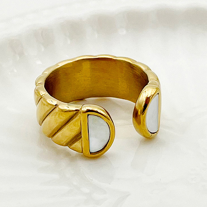 Atacado estilo simples estilo romano comutar semicírculo chapeamento de aço inoxidável anéis abertos banhados a ouro