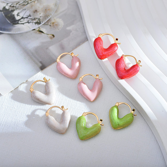 1 Pair Basic Heart Shape Copper Earrings
