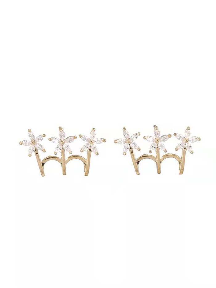 Art- und Weiseeinfache Art-Blumen-Kupfer-Ohrringe Blumen eingelegte Zirkon-Zirkon-Kupfer-Ohrringe
