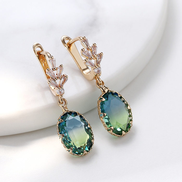 Fashion Geometric Copper Plating Hollow Out Artificial Crystal Earrings 1 Pair
