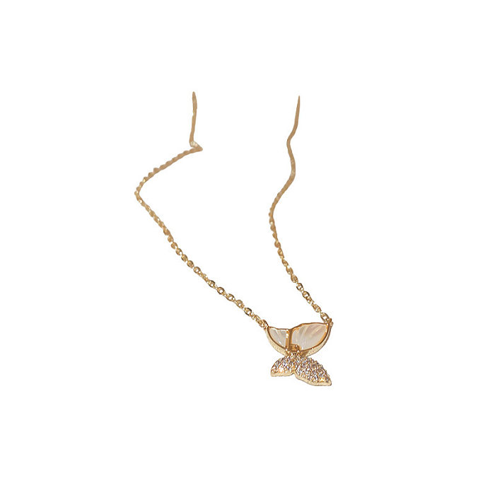 Collar pendiente del Zircon del cobre del nudo del arco de la flor de la forma del corazón del estilo simple a granel