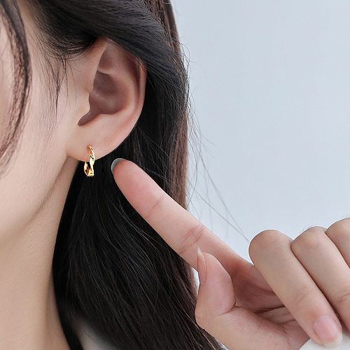 1 paire de boucles d'oreilles plaquées cuivre de couleur unie, Style Simple