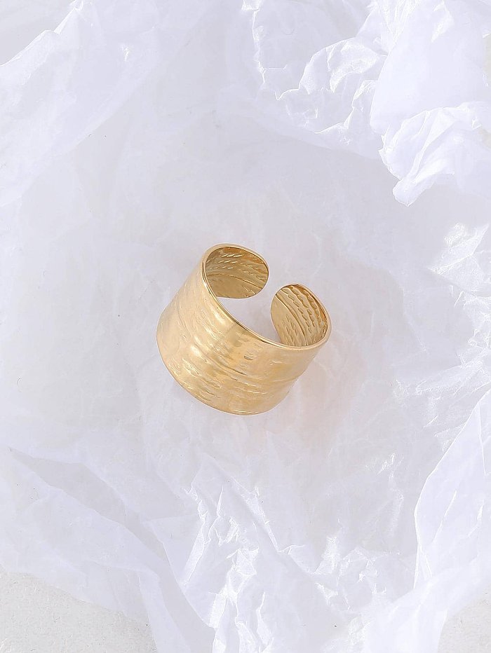 Simple Style Solid Color Stainless Steel Plating 18K Gold Plated Rings