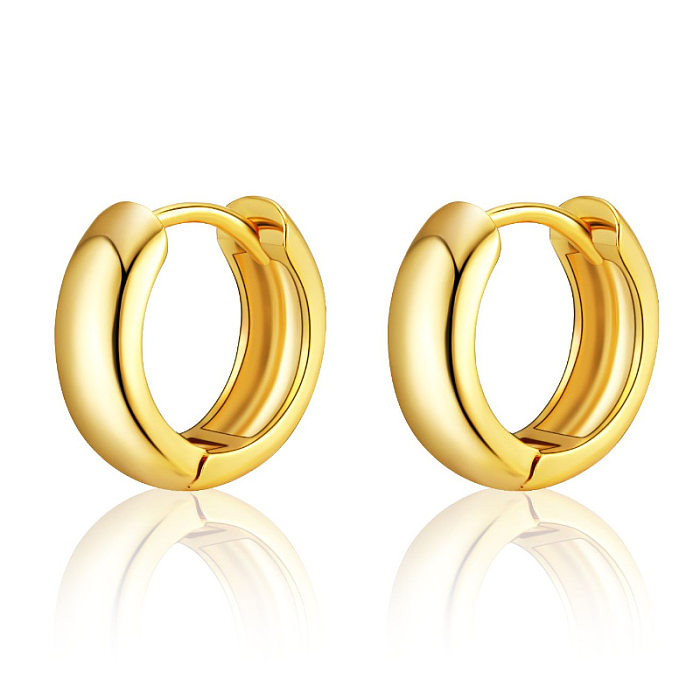 Fashion Round Copper Gold Plated Hoop Earrings 1 Pair
