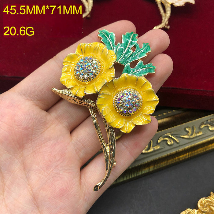 Retro Printing Stainless Steel Plating Inlay Zircon Earrings Brooches