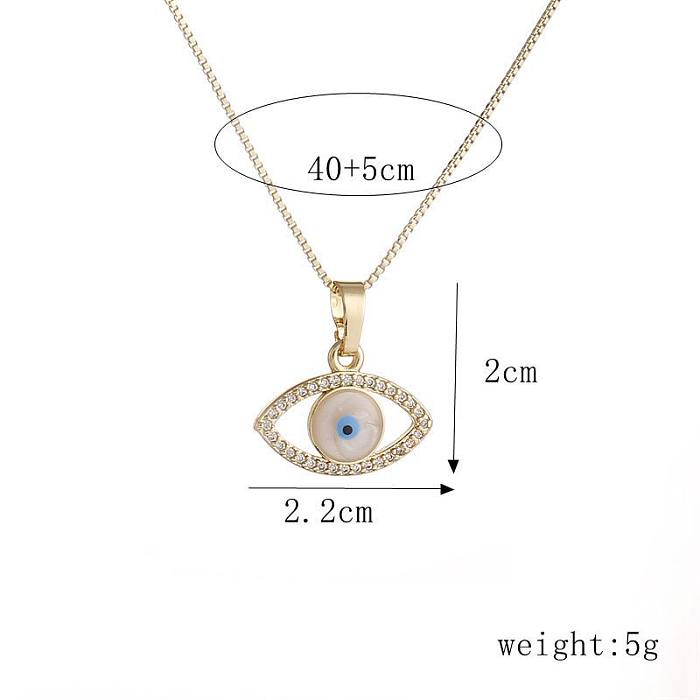 Fashion Simple Devil's Eye Geometric Diamond Copper Necklace