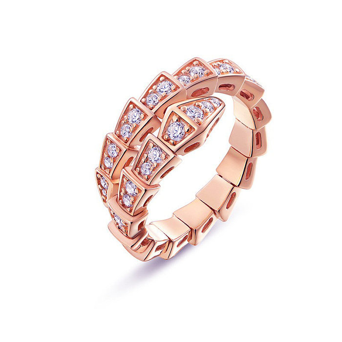 Fashion Snake Copper Plating Zircon Open Ring