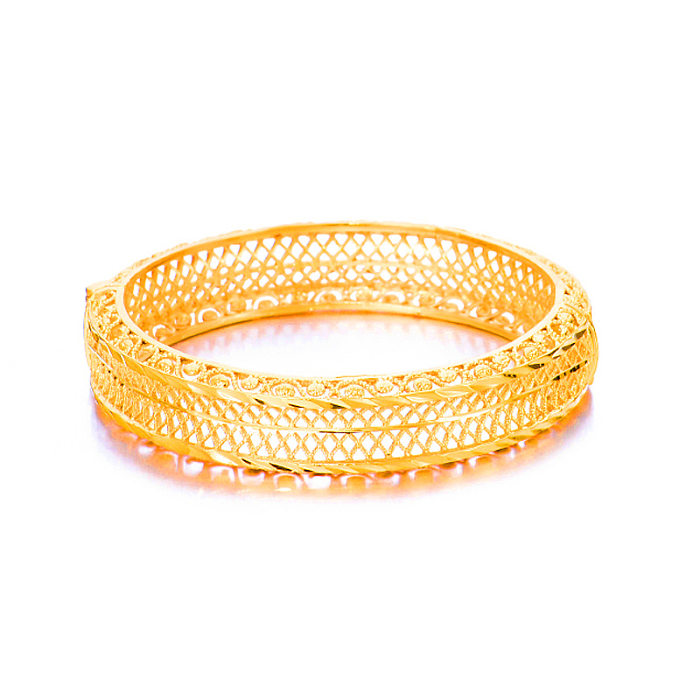 Ethnic Style Solid Color Copper Plating Gold Plated Bangle