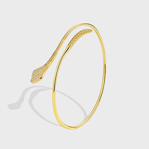 Commute Snake Copper Plating Inlay Zircon 18K Gold Plated Bangle