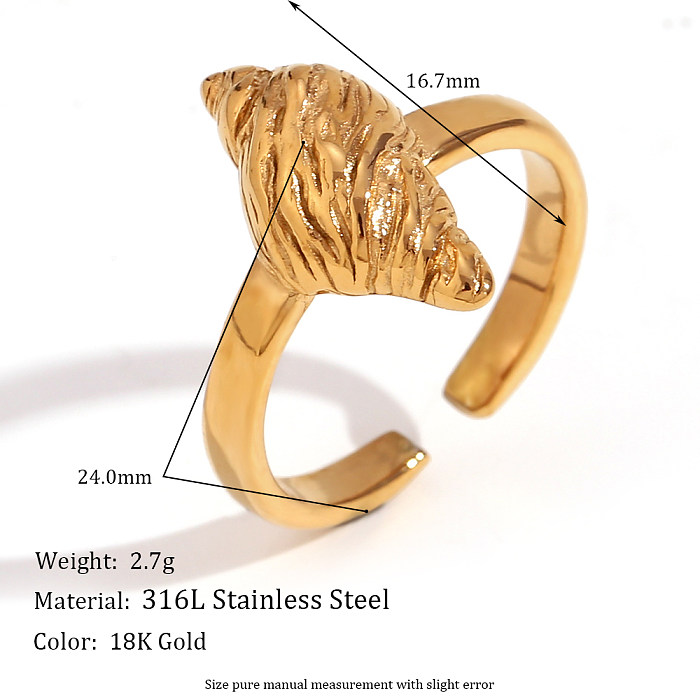 Basic Simple Style Classic Style Conch Stainless Steel Plating 18K Gold Plated Open Rings