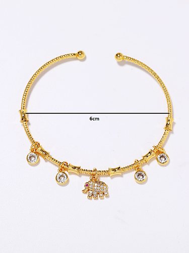 Modern Style Commute Animal Tree Heart Shape Copper Plating Inlay Zircon 18K Gold Plated Bangle