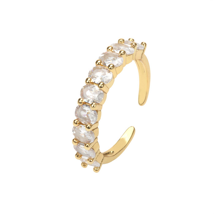 Fashion Heart Shape Copper Open Ring Inlay Zircon Copper Rings
