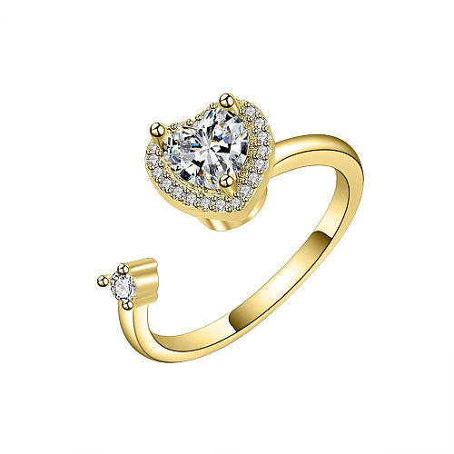 Fashion Rotating Zircon Ring Female Anxiety Pressure Relief Copper Ring