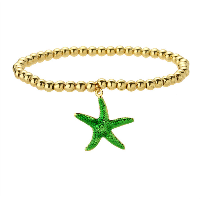 Bracelets plaqués or avec placage de perles en cuivre et étoile de mer de plage de vacances