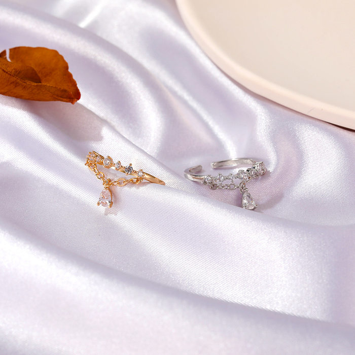 Bague ouverte avec pendentif diamant et zircon coréen