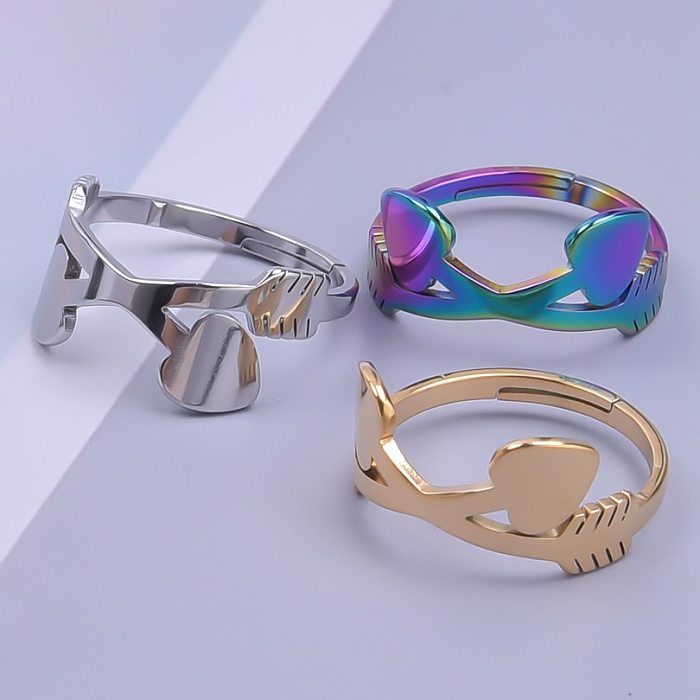 Beach Solid Color Stainless Steel Plating Gold Plated Rings