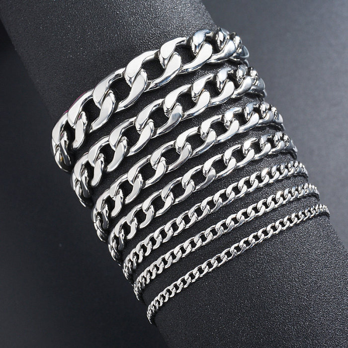Colar de pulseiras de polimento de aço inoxidável de cor sólida hip-hop 1 peça