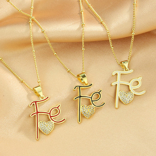 Simple Style Letter Copper Necklace Rhinestones Copper Necklaces