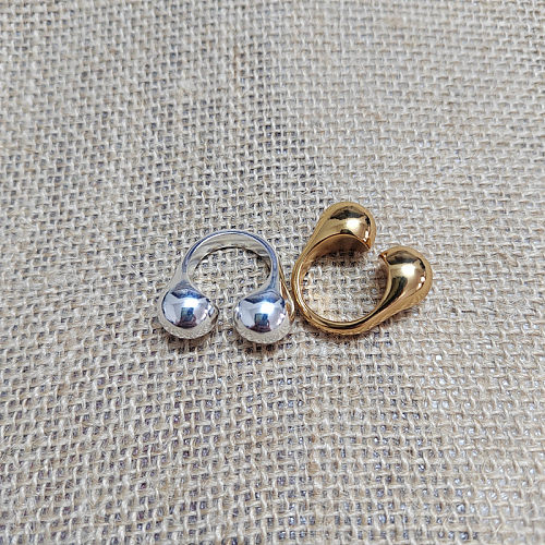 Anéis banhados a prata com revestimento de cobre geométrico de estilo simples