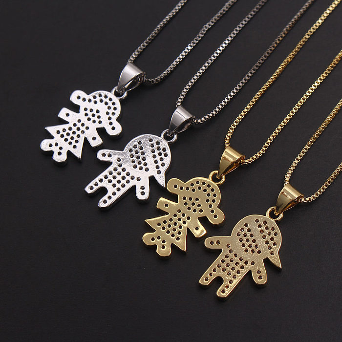 IG Style Sweet Simple Style Cartoon Character Copper Plating Inlay Zircon Gold Plated Pendant Necklace