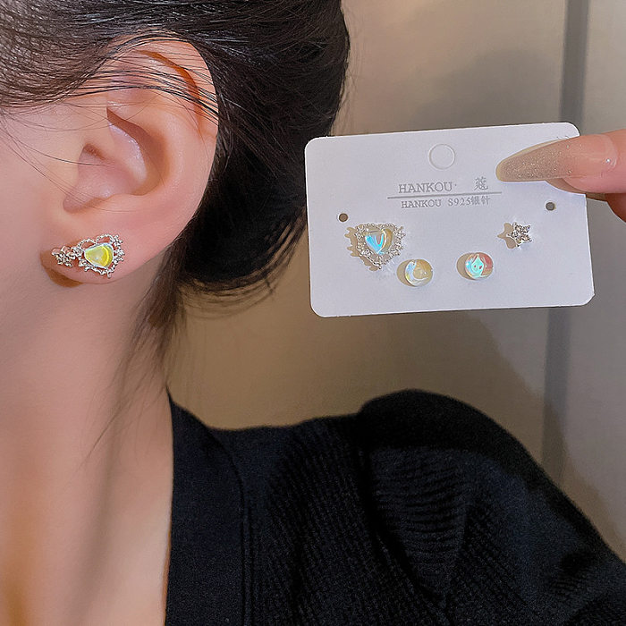 Fashion Geometric Copper Ear Studs Plating Zircon Copper Earrings