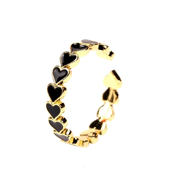 Romantische süße herzförmige offene Ringe mit Kupfer-Email-Beschichtung und 18-karätigem Gold