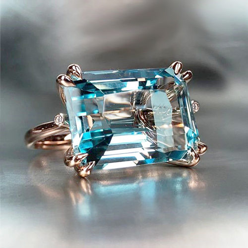 Simple Style Square Copper Inlay Zircon Rings 1 Piece
