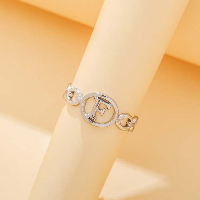 1 Stück modischer offener Ring mit Buchstaben-Edelstahlbeschichtung