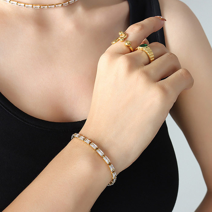 Fashion Geometric Titanium Steel Inlay Bracelets Necklace