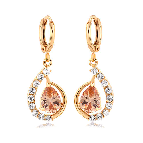 1 Pair Artistic Notes Plating Inlay Copper Zircon Drop Earrings