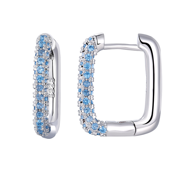 1 Pair Elegant Rectangle Plating Inlay Copper Zircon White Gold Plated Gold Plated Earrings