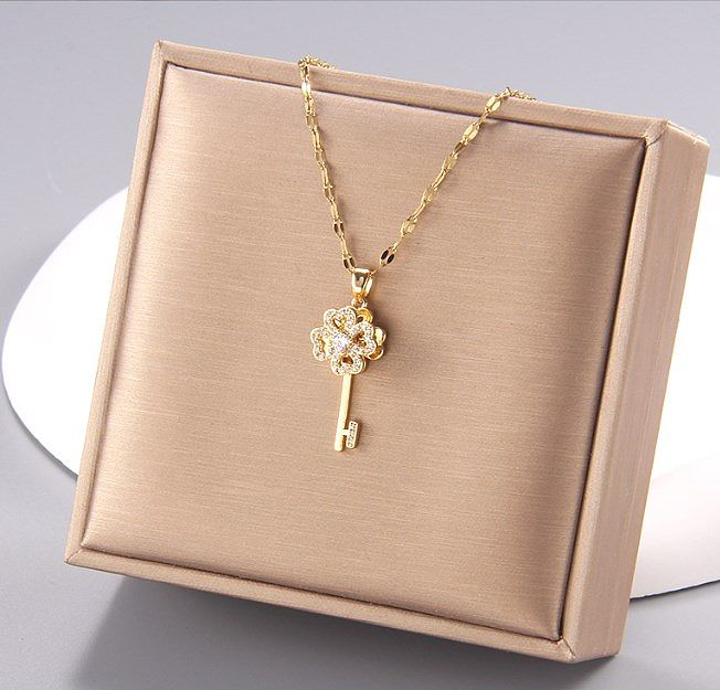 Simple Style Flower Copper Zircon Pendant Necklace In Bulk