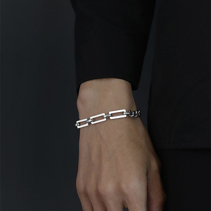 Collar de pulseras de mujer de acero titanio geométrico Hip-Hop de 1 pieza