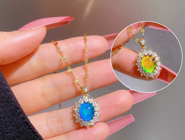 Fashion Heart Shape Copper Inlay Artificial Diamond Pendant Necklace 1 Piece