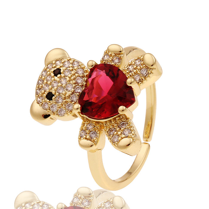 Europäische und amerikanische neue Mode Ornament Versorgung Liebe Bär Ring Farbe Zirkon Ring Damen Eleganz und Kreativität kleiner Fingerring
