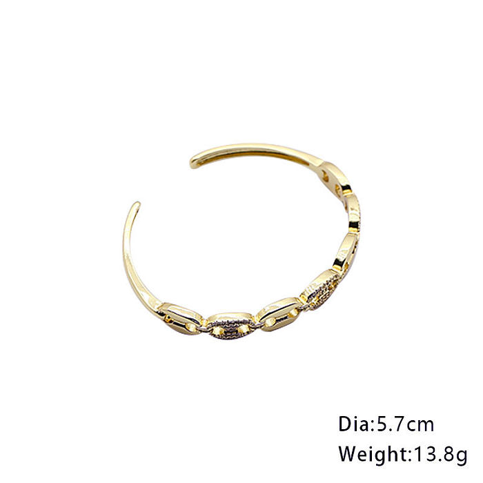 Bracelet en zircon plaqué cuivre géométrique à la mode