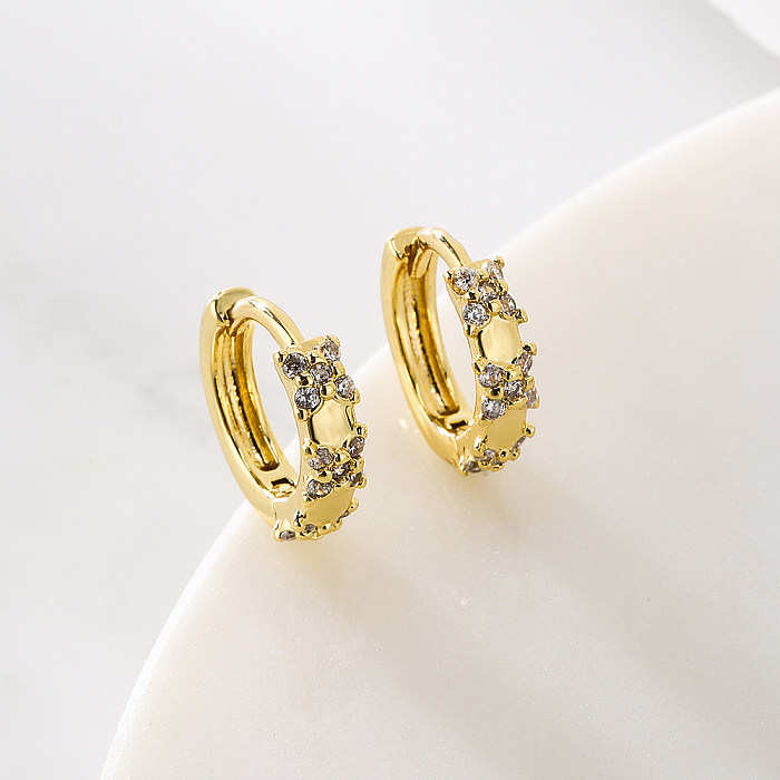 Fashion Geometric Butterfly Copper Gold Plated Zircon Hoop Earrings 1 Pair