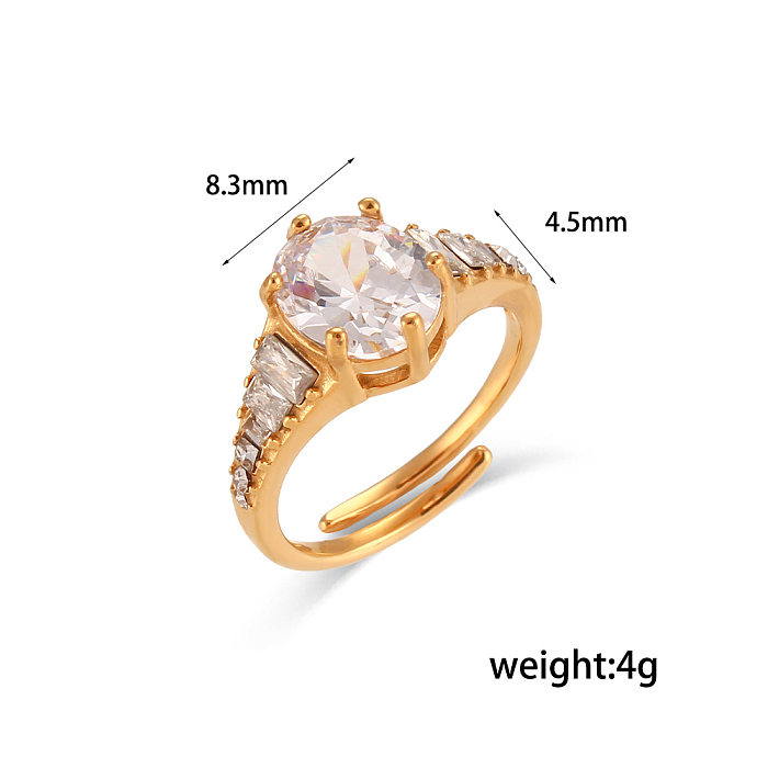 Fashion Geometric Stainless Steel Rings Inlay Zircon Stainless Steel Rings