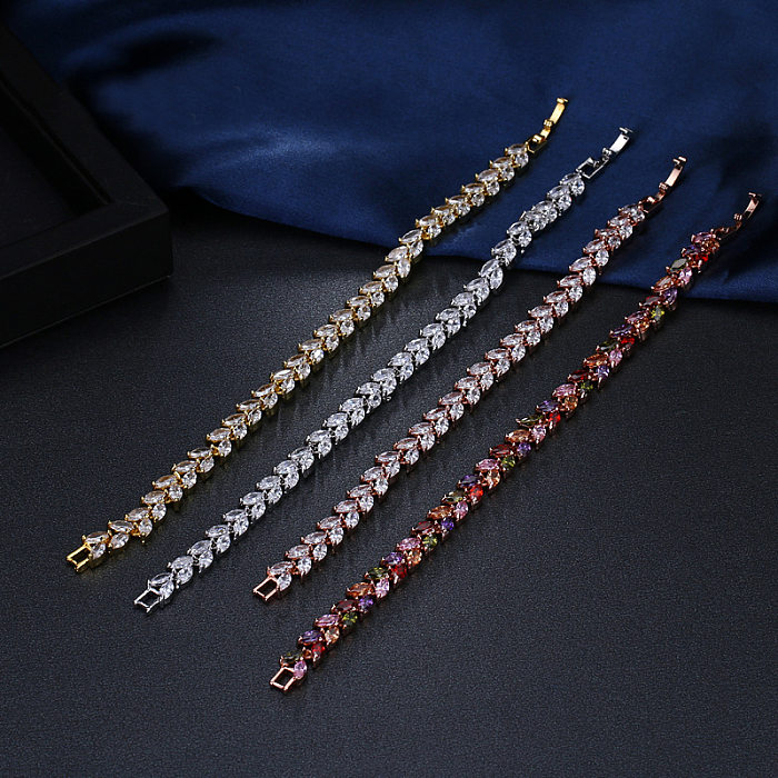 Bracelets luxueux et élégants en Zircon avec incrustation de cuivre géométrique pour femme