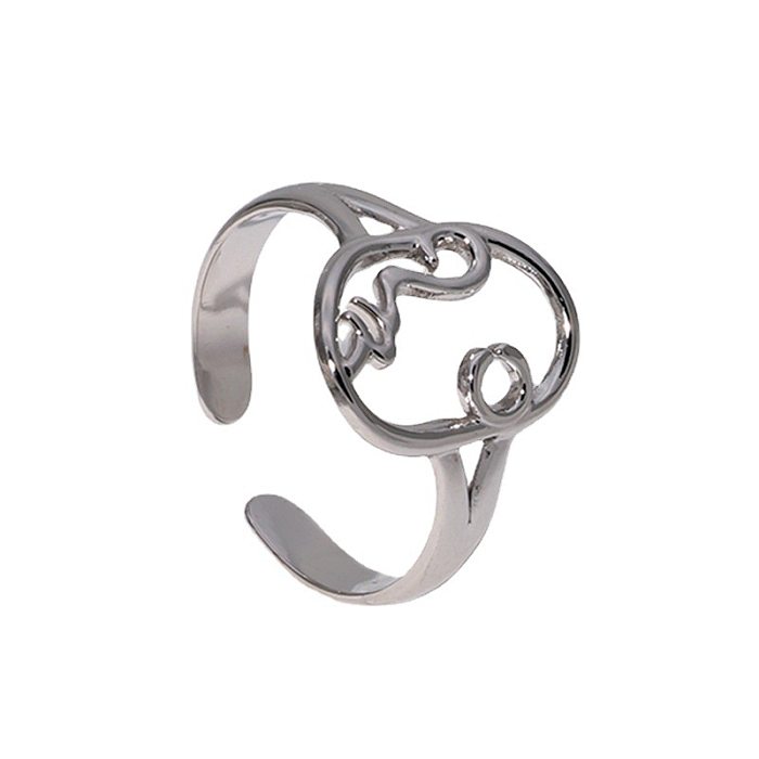 Fashion Human Face Stainless Steel Open Ring 1 Piece